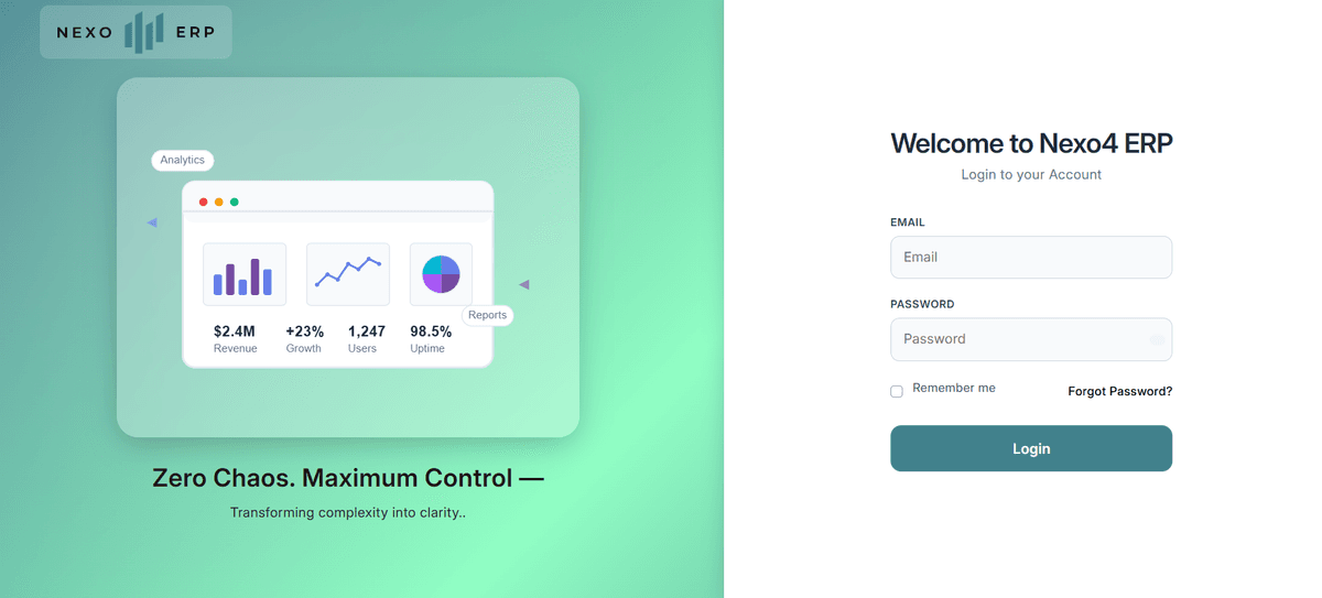 Nexo4 ERP UI Preview